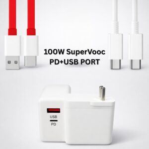 Sulania Orignal BIS Certtified 100W SuperVooc Charger With 2 Datacable (Type C to Type C & USB Type A to Type C) (Copy)