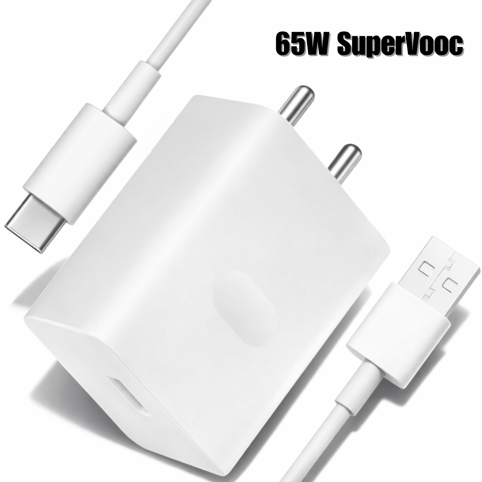 Sulania Orignal BIS Certtified 65W SuperVooc Charger With USB Type A to Type C Datacable