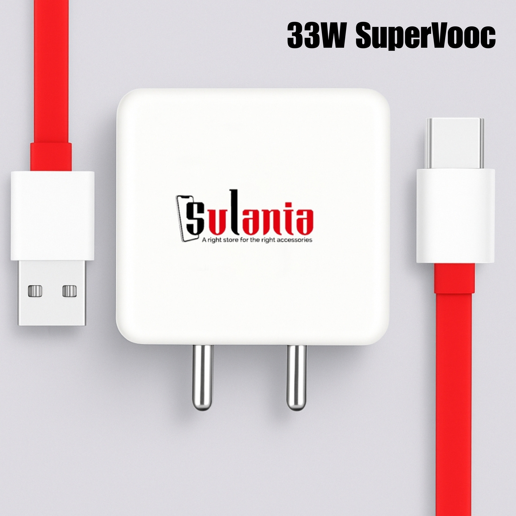 Sulania Orignal BIS Certtified 33W SuperVooc Charger With USB Type A to Type C Datacable