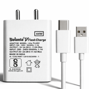Sulania Orignal BIS Certtified 44W Flash Charger With USB Type A to Type C Datacable