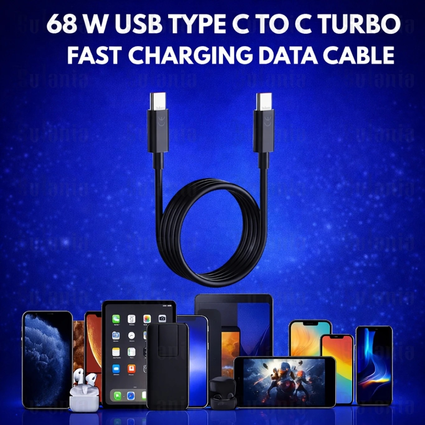 Sulania Orignal 68W 1 Meter USB Type C To Type C TurboPower Datacable - Image 5